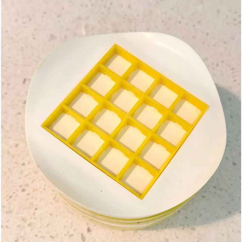 Set of 8 Vintage 1960s MCM Waffle Coasters Yellow White Plastic Retro Bar Cart